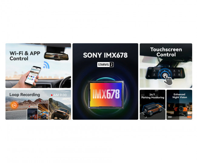 3-канальний відеореєстратор WOLFBOX G900 Tripro Cabin Version